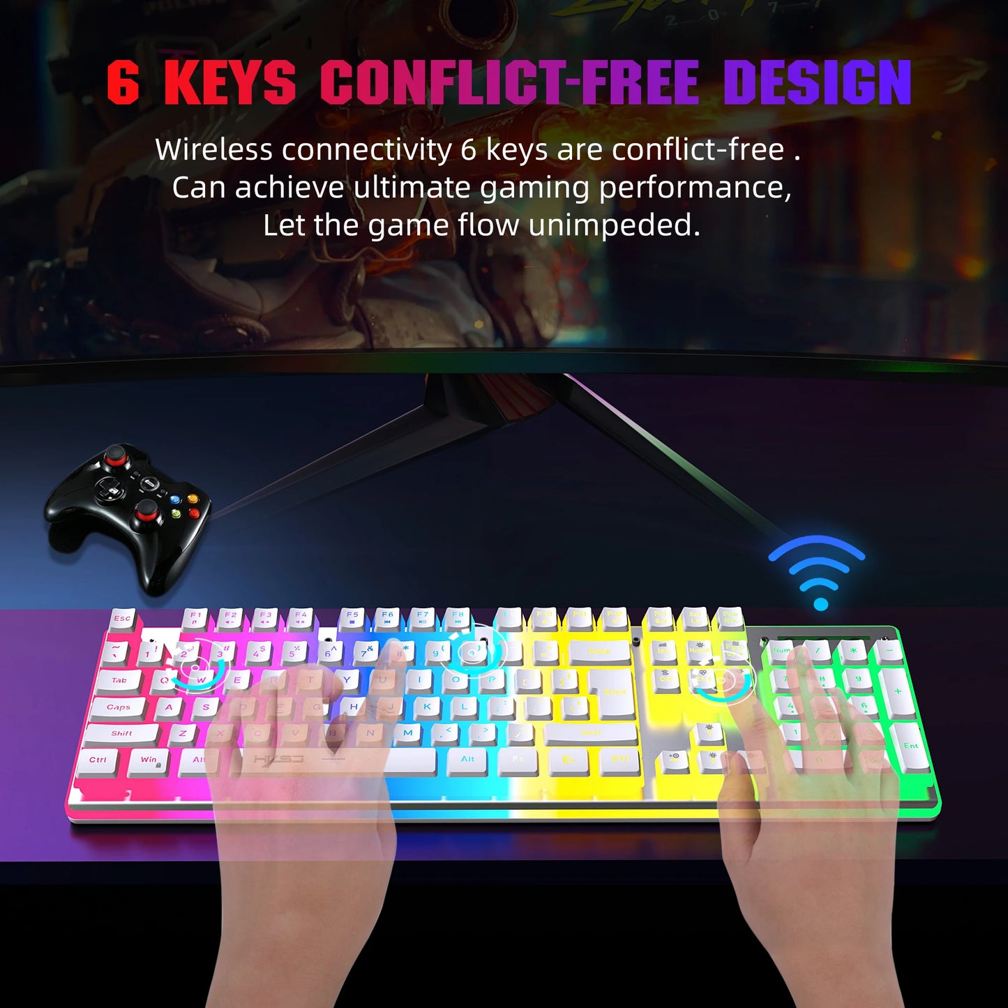 Rechargeable Wireless Pudding Keyboard Mouse