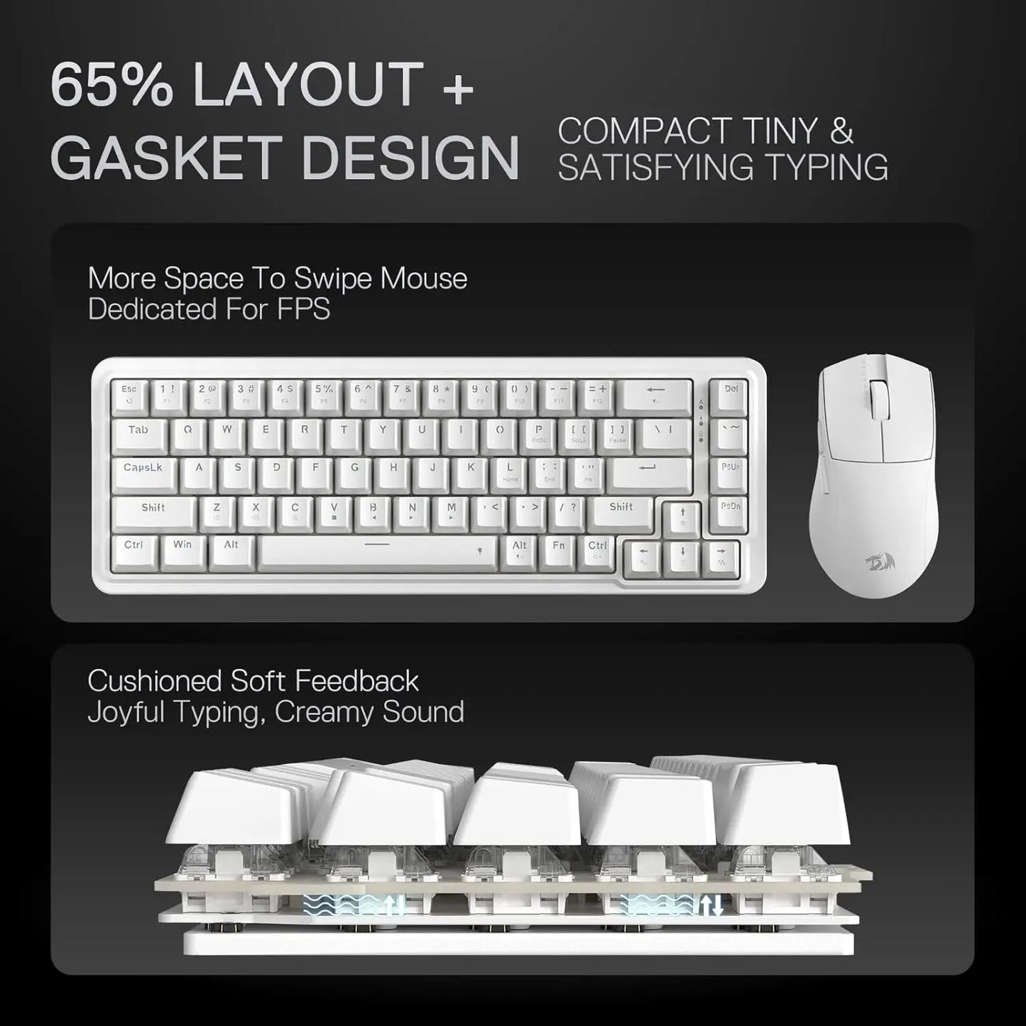 Mechanical 3-Layer Noise Dampening Gaming Keyboard