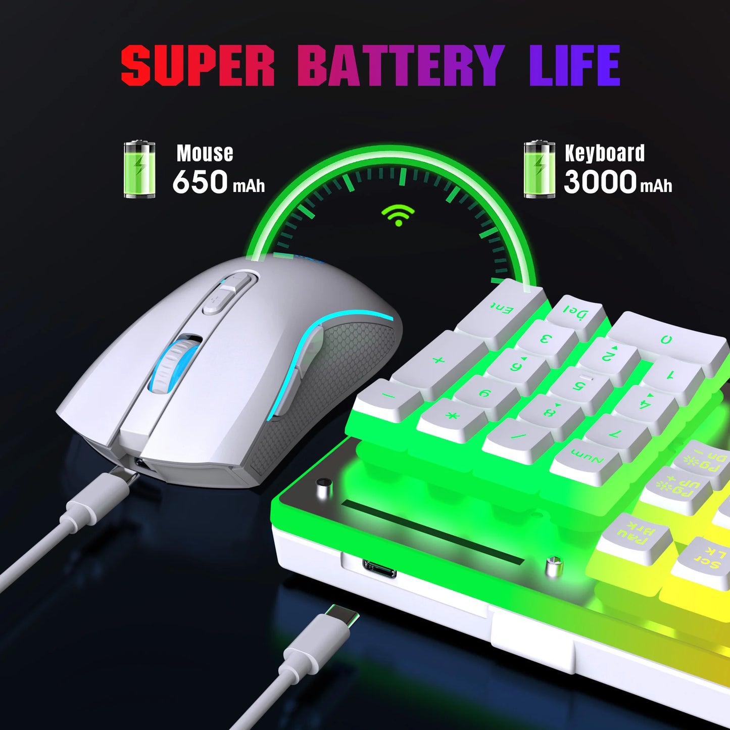Rechargeable Wireless Pudding Keyboard Mouse